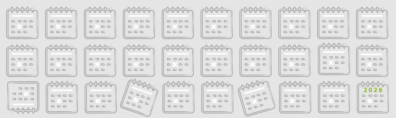 Die wiederholte Anordnung eines Kalender-Icons.